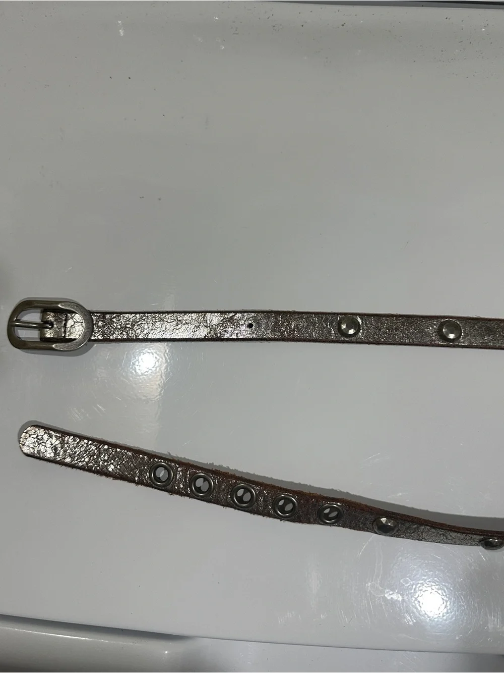Fossil Metallic Silver Studded Skinny Belt
